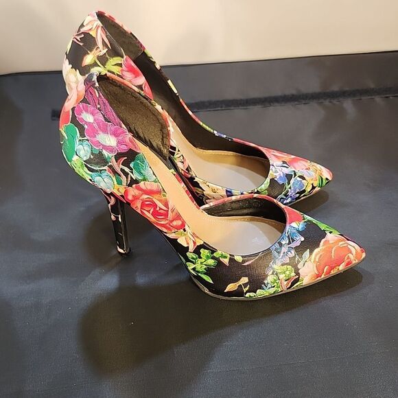 JUSTFAB FLORAL MULTI D'ORSAY HIGH HEEL PUMPS S2 - Picture 8 of 16